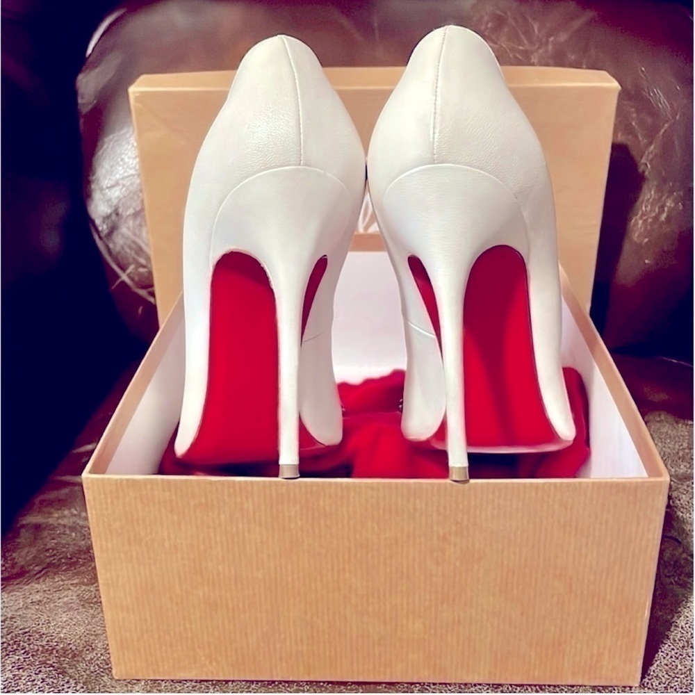 Christian Louboutin So Kate 120mm Geometric door knock stud pumps EU36 White